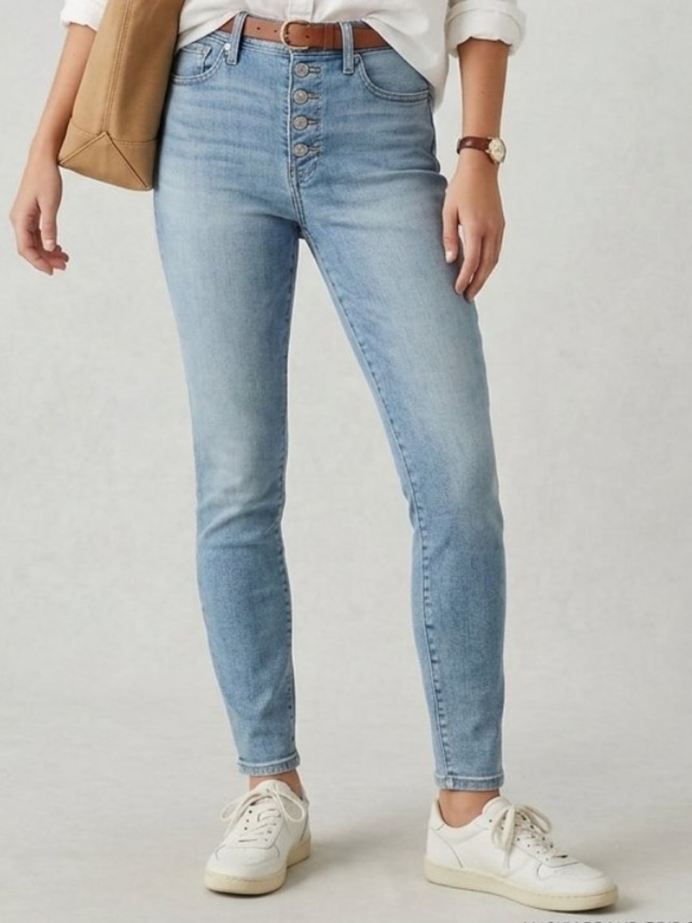 Lucky Brand Bridgette High Rise Crop Skinny Jeans Sz 6X28 Light Wash Button Fly